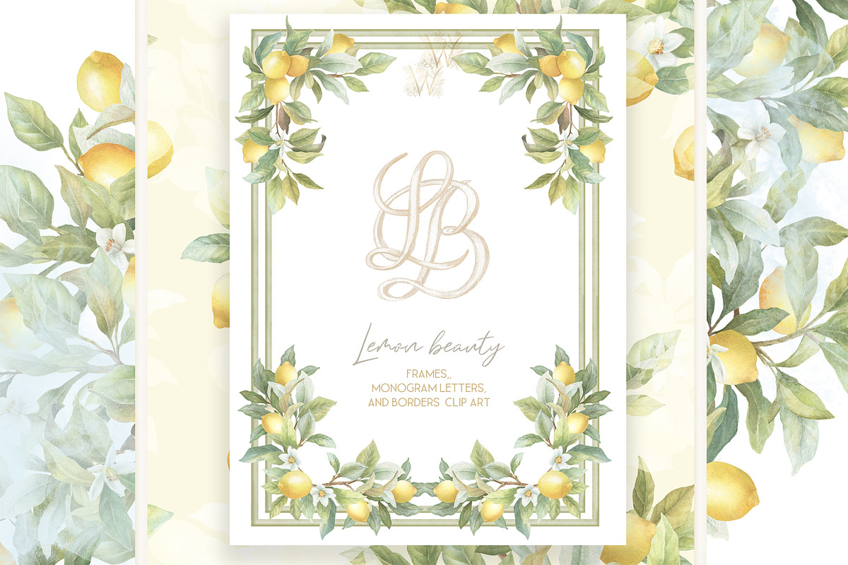 Vintage Lemon Floral Frames bundle, a Decorative Illustration by WonderWonder (Photo 5 of 10)