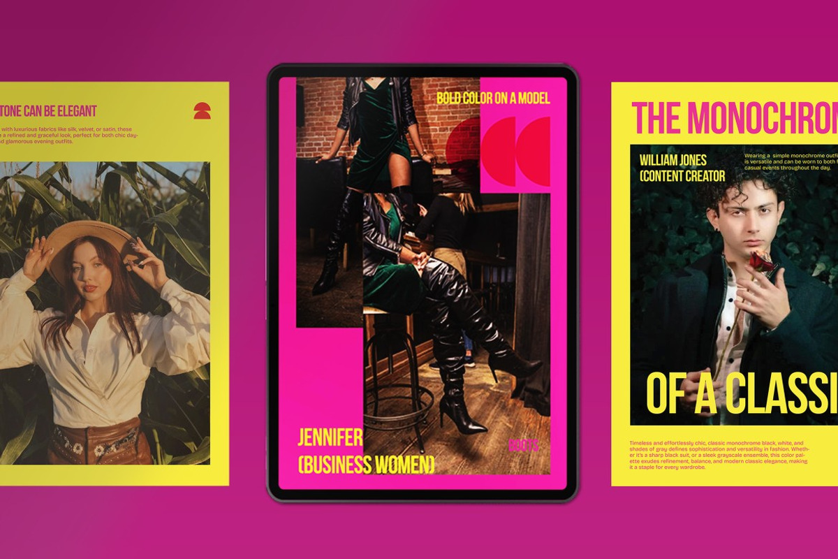 Yellow Pink Bold Fashion E-Magazine, a Templates & Theme by graphicook (Photo 2 of 5)