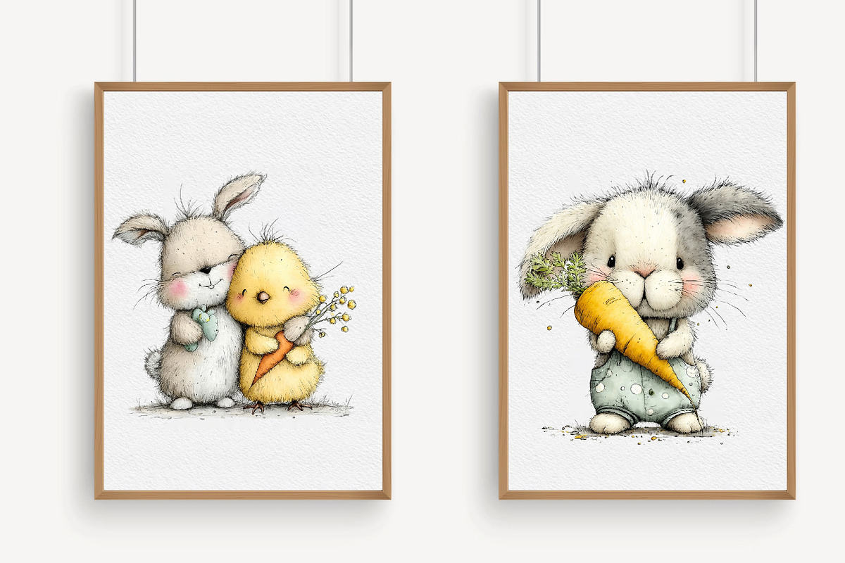 Easter Bunny with Carrot Clipart, an Illustration by Libby Wishes (Photo 4 of 7)