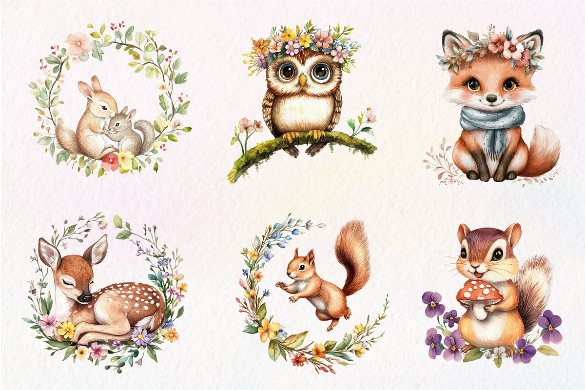 Sweet Woodland Floral Animal, an Illustration by CreationArt (Photo 5 of 9)