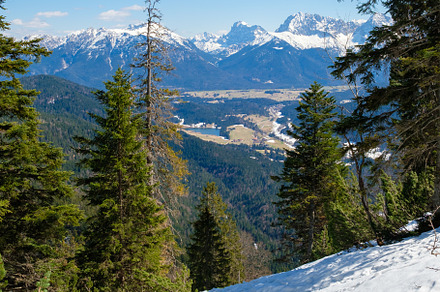 Snowy slopes and impressive mountain