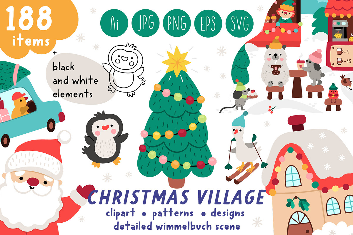 Christmas village clipart kit, an Object Graphic by Lexi Claus (Photo 1 of 8)