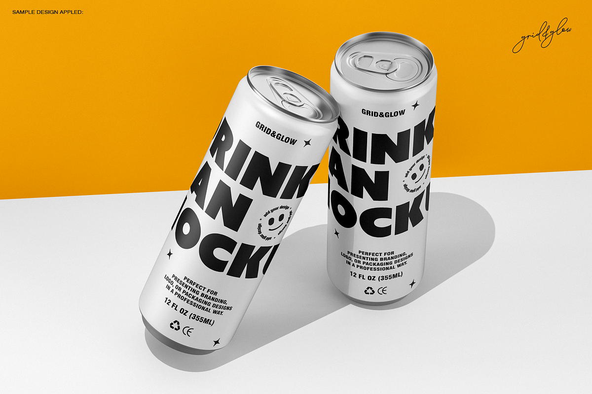 Drink Can Mockup Set 12oz, a Packaging Mockup by Grid&Glow (Photo 6 of 7)