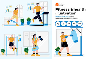 Fitness & Health 2D Illustration, a Person Illustration by orenjidesign