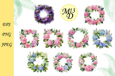 Set of 49 watercolor flower frames