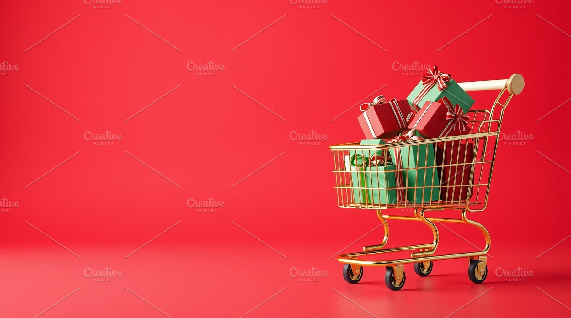 golden supermarket cart with giftbox, a Business Photo by Bunny's Little Shop