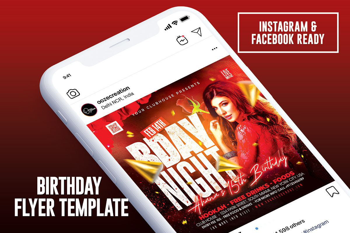 Birthday Night Party, a Flyer Template by MithilaCreation (Photo 4 of 6)