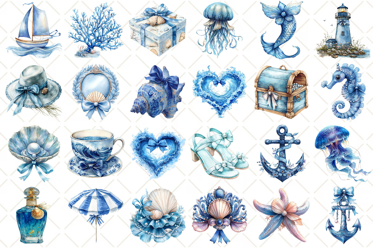 Coquettish Summer Blue Coastal Clipa, an Illustration by Black Bird Studio (Photo 2 of 5)