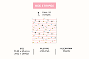 Bee Stripes - Pink, a Pattern Graphic by Jaselvii Studio (Thumbnail 2 of 4)