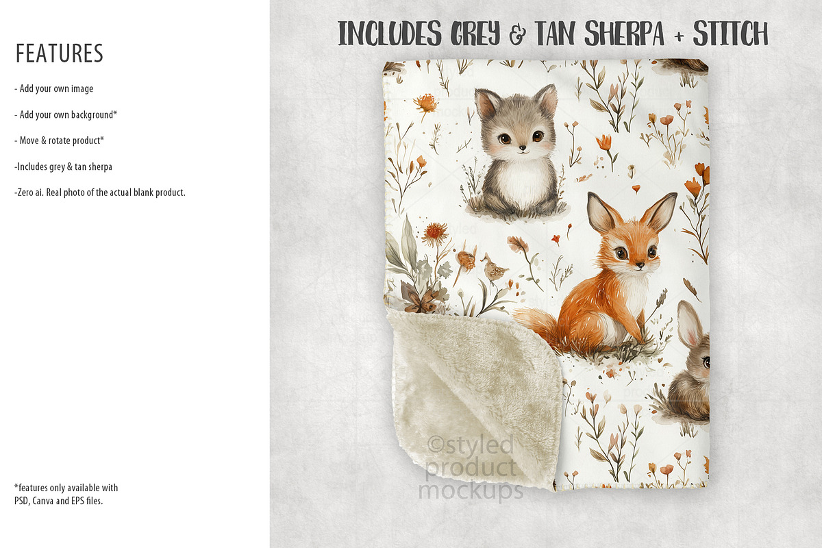 Sherpa Baby Blanket Mockup Bundle, a Household Mockup by StyledProductMockups (Photo 7 of 9)