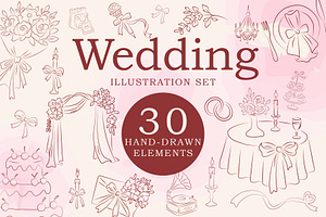 Hand Drawn Wedding Illustration Set
