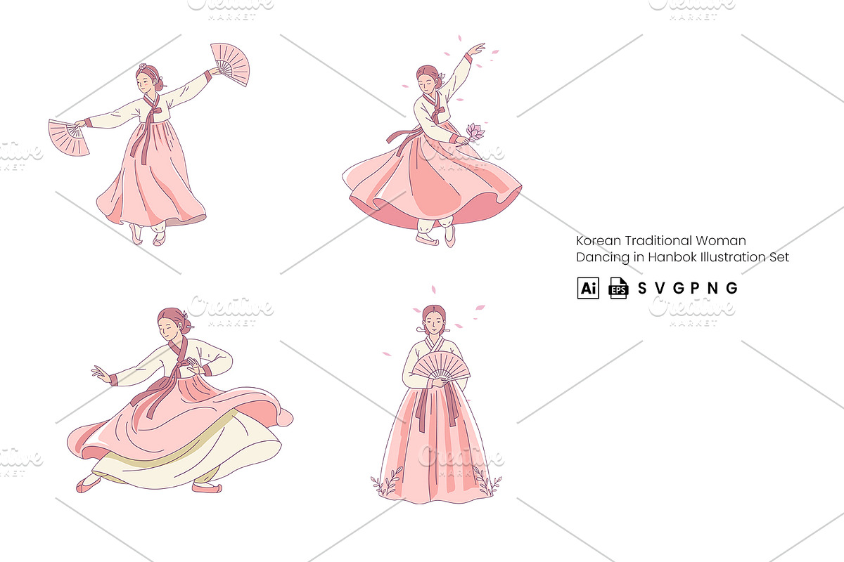 Korean Woman Dancing Illustration, a Person Illustration by Stock Shape (Photo 1 of 4)