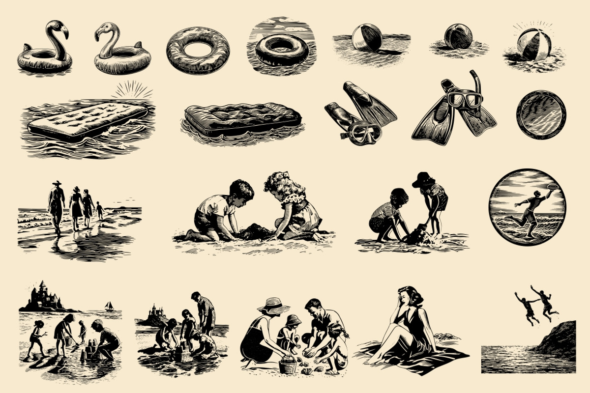Vintage Coastal Travel Illustrations, an Object Illustration by Nocturnal Wolf (Photo 7 of 27)