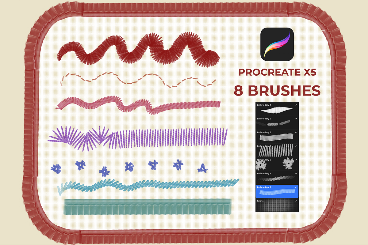 Embroidery for PROCREATE X5, a Brushes & More by Graphics Resources (Photo 2 of 2)