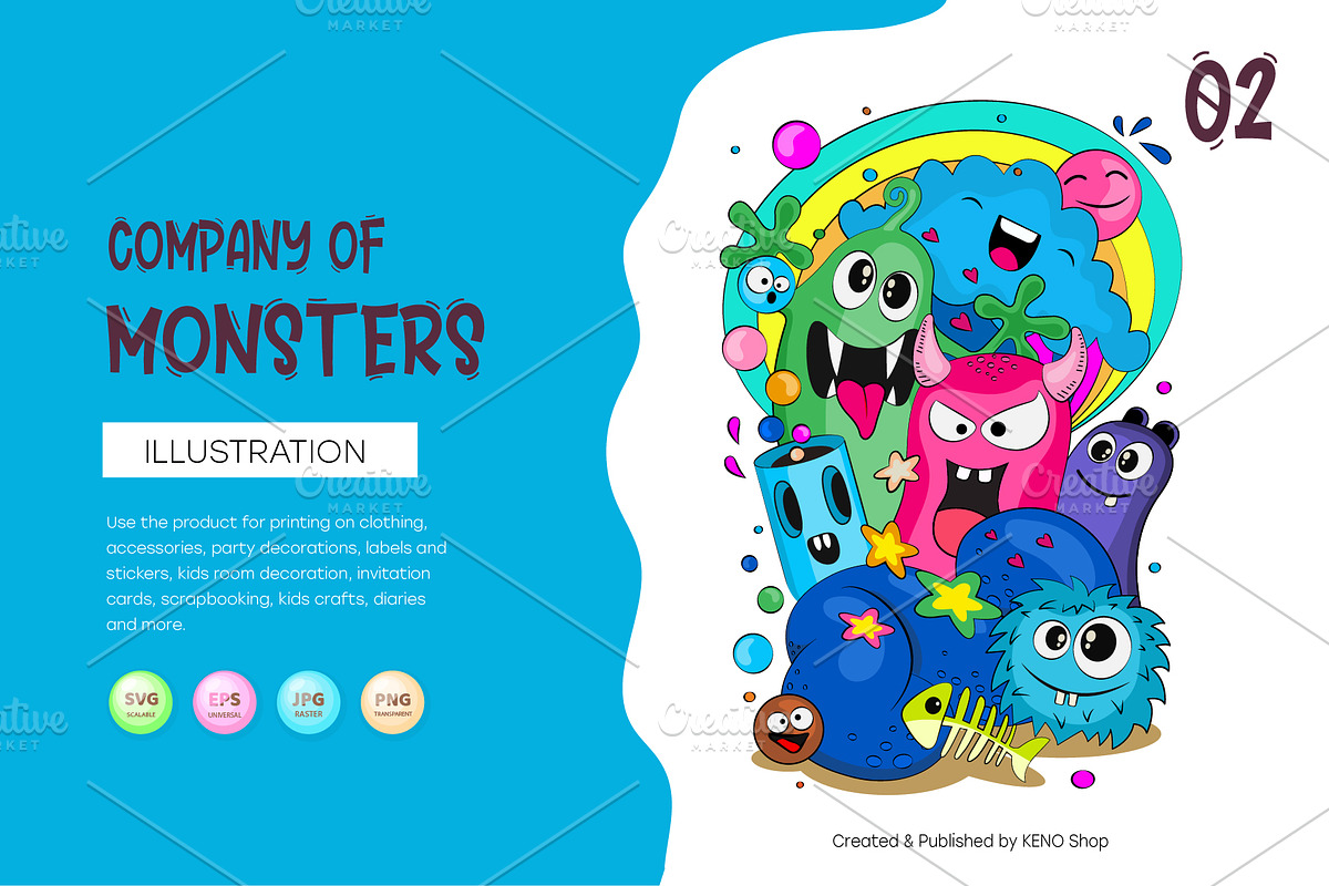Cheerful Company of Monsters 02., an Animal Illustration by KENO Mascots (Photo 1 of 5)