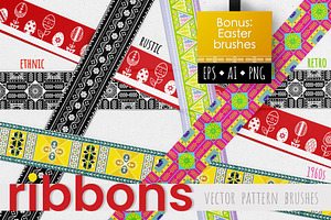 Ribbons. Vector pattern brushes.