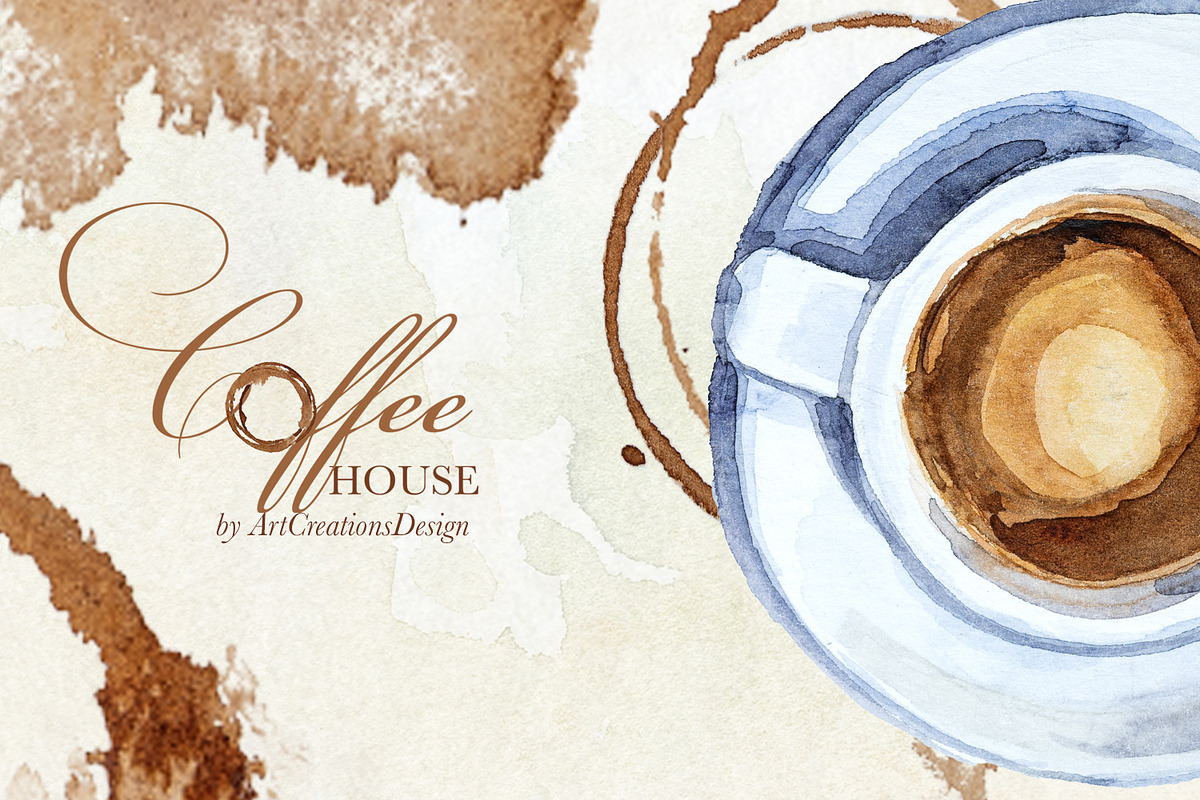 Hand Painted Coffee House Clipart, a Food Illustration by ArtCreationsDesign (Photo 8 of 9)