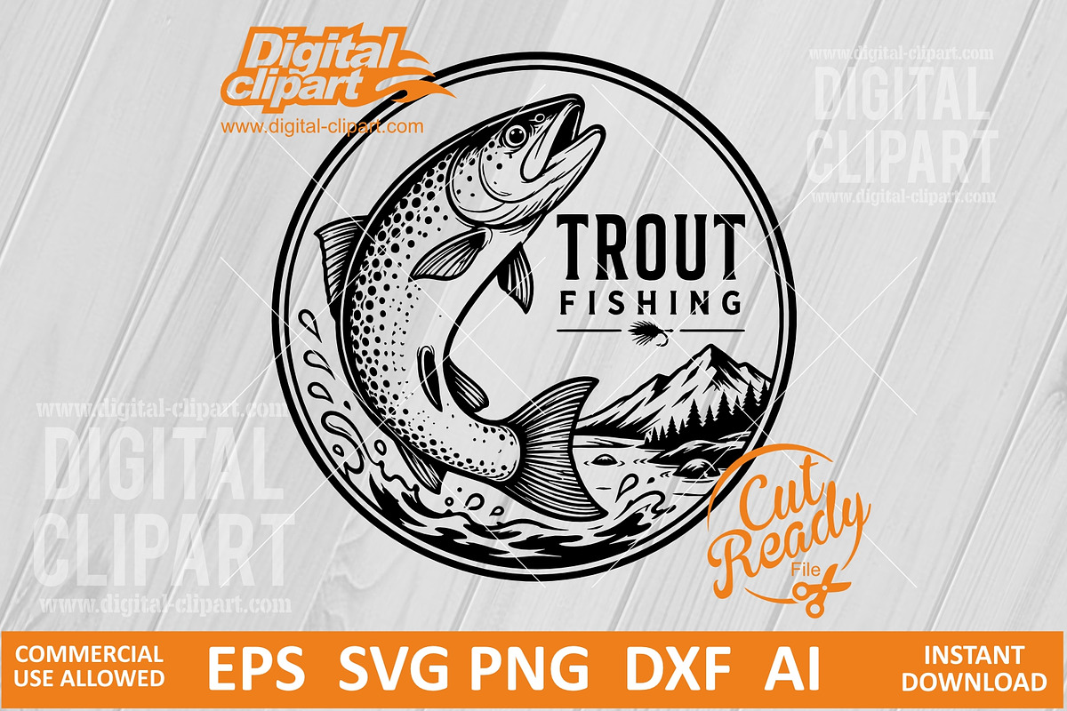 Zander Fishing SVG, a Sport Illustration by Digital-Clipart