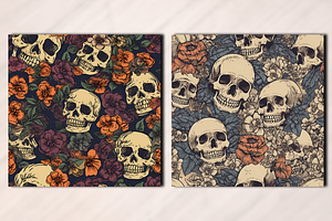 Vintage Skull Seamless Pattern