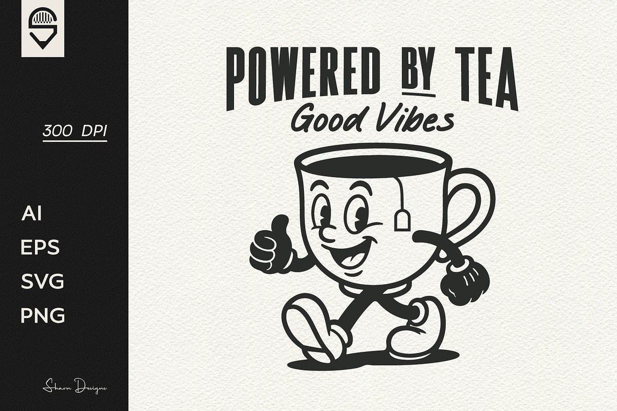 Tea Cup Retro Character T-shirt, a Graphic by shaondesigns (Photo 1 of 4)