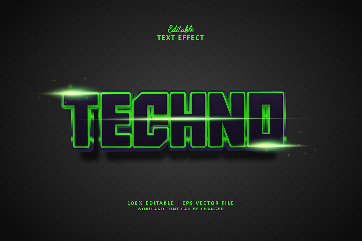 Text Effect Techno, a Layer Style Add-On by Navy Graphic (Photo 1 of 2)