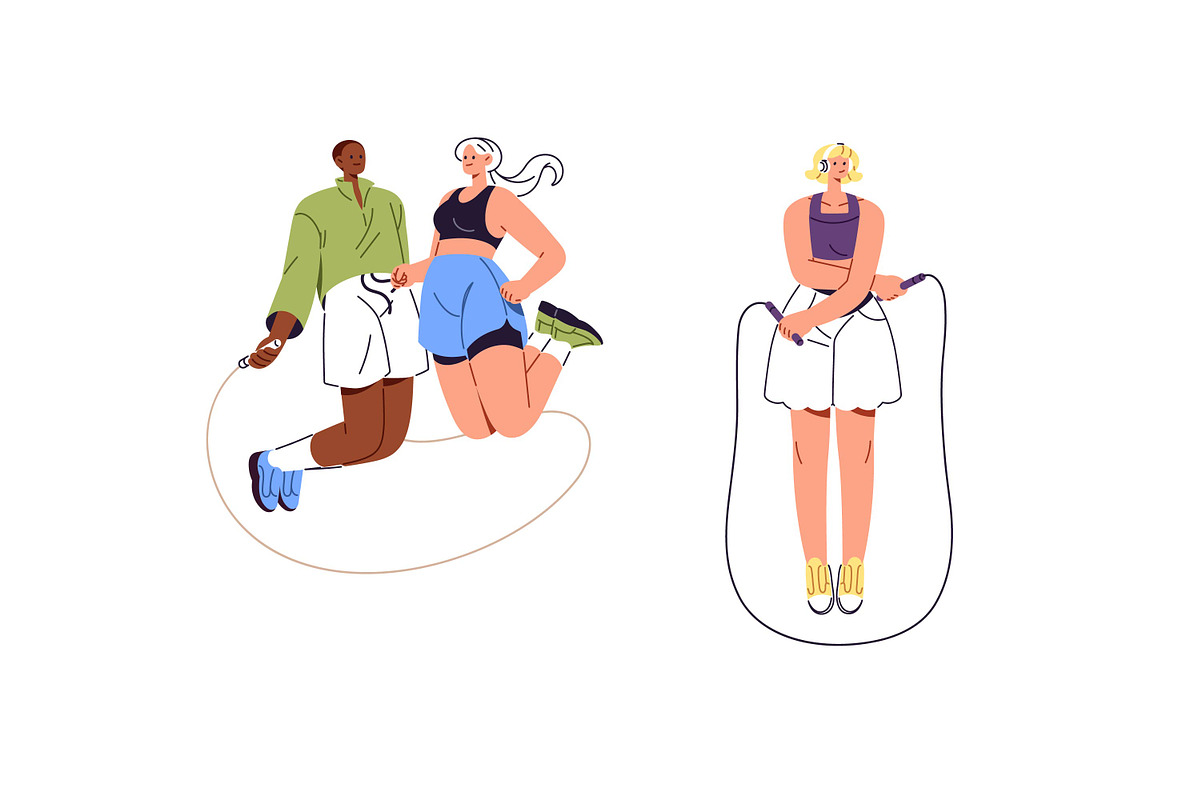 People skipping rope set, pattern, a Sport Illustration by PaperTrident (Photo 4 of 8)