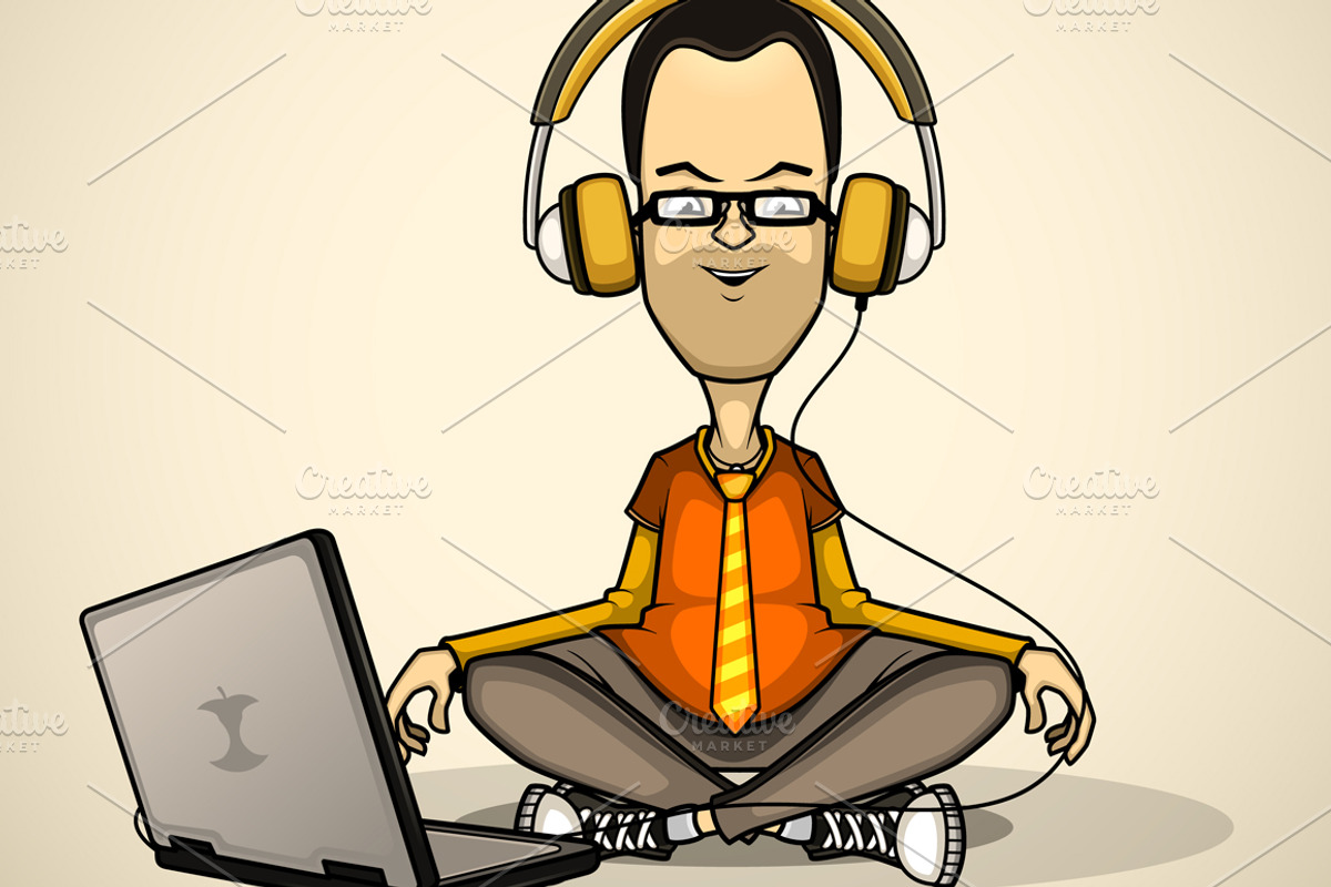 User with a Laptop Surrounded Device, a Technology Illustration by yuanden graphics (Photo 3 of 5)