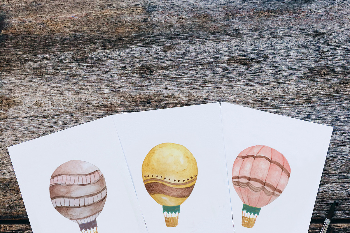 Hot Air Balloon Wall Art Bundle, an Illustration by artemyst (Photo 5 of 6)