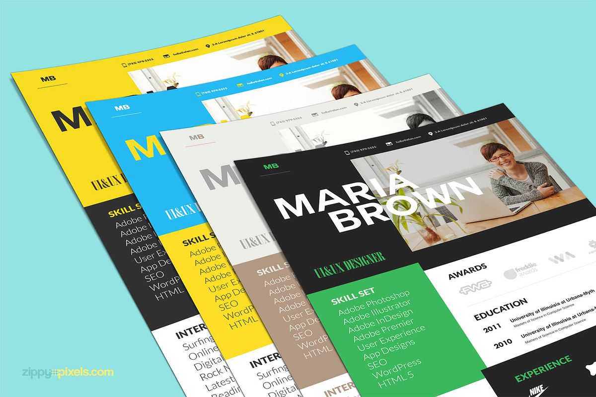 Cool Resume For Creative Designers, a Resume Template by ZippyPixels (Photo 8 of 8)