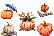 Watercolor Cozy Autumn Pumpkin PNG, an Illustration by Craft Nest (Thumbnail 5 of 6)