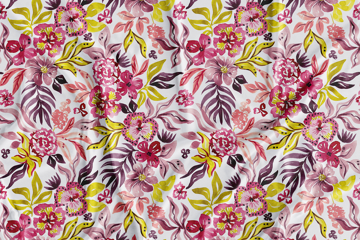 Fantasy flowers seamless pattern, a Pattern Graphic by SirenaArt (Photo 4 of 17)