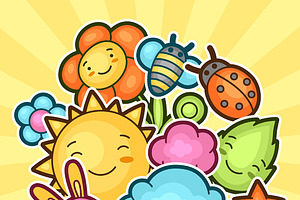 Cute child backgrounds with kawaii., a Card Template by incomible