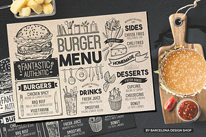 FREE! Trifold + Burger Menu Template, a Brochure Template by BarcelonaShop