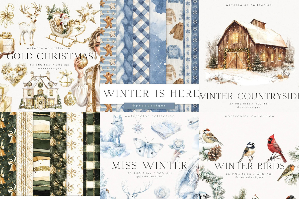 Winter & Christmas Mega Bundle 2000+, a Seasonal Illustration by PeDe Designs (Photo 5 of 18)