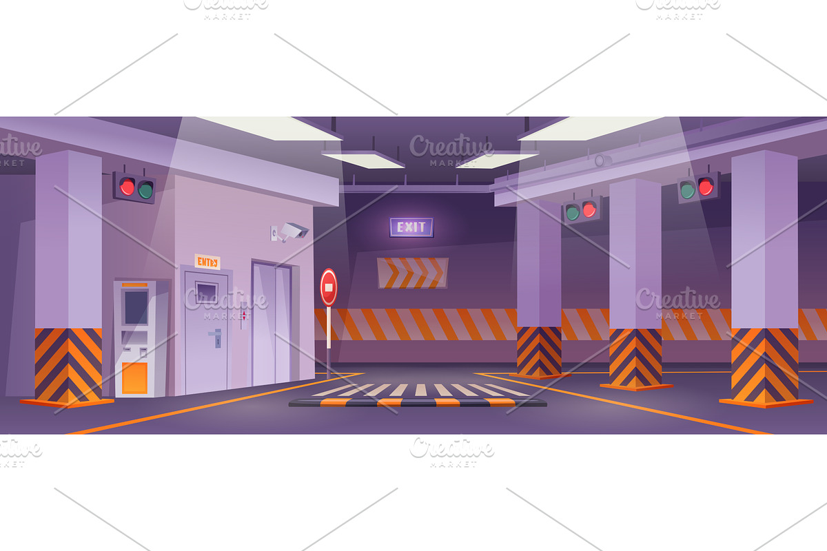 Underground parking. Urban garage, an Object Illustration by Onyx