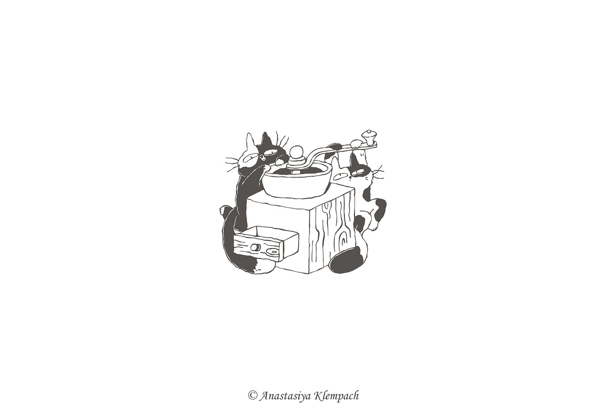 Purrfect Barista Hand Drawn Clipart, an Illustration by Anastasiya Klempach (Photo 3 of 13)