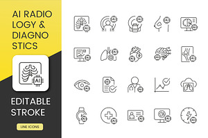 AI Radiology & Diagnostics Icon Set, an Outline Icon by Grand Design