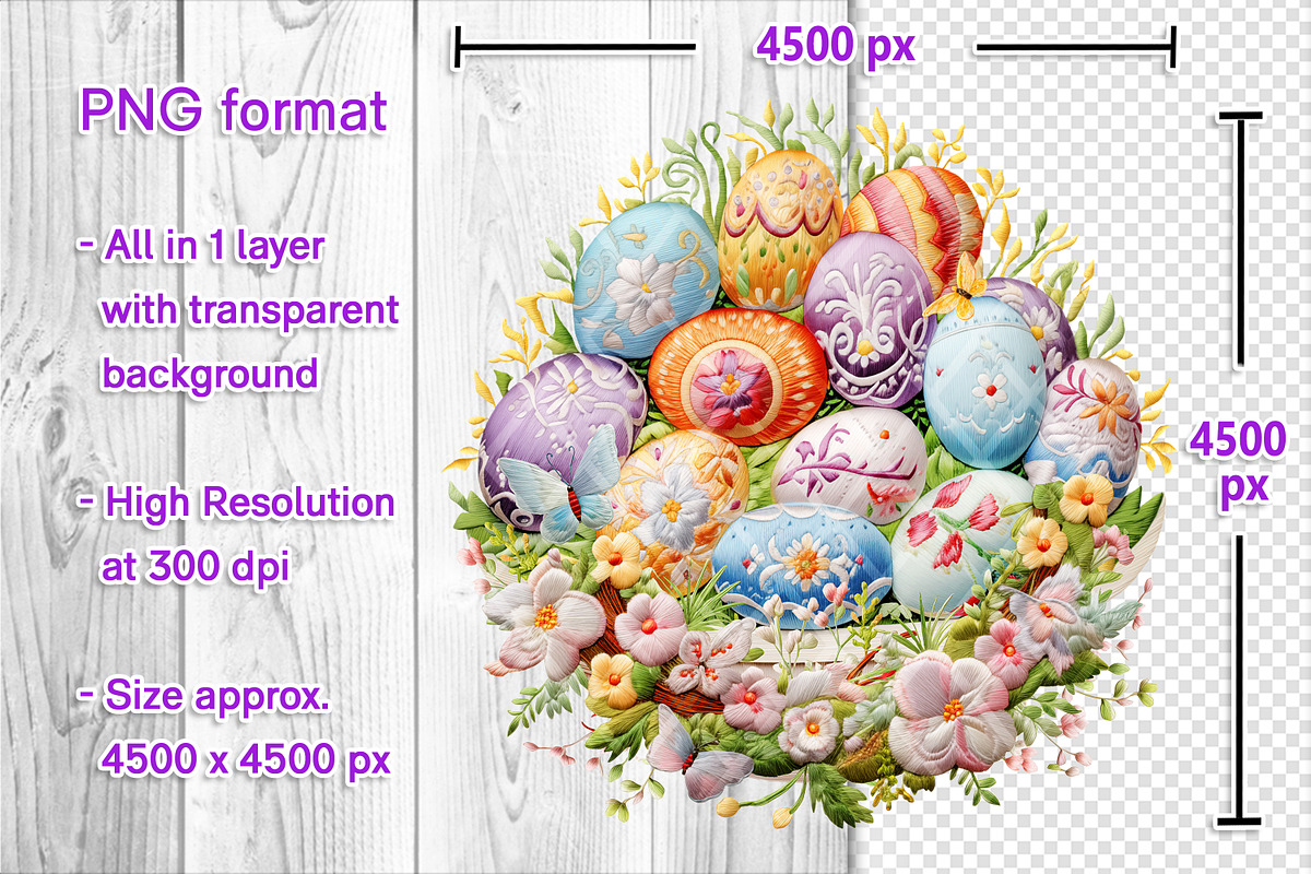 Embroidery Colorful Easter Eggs PNG, an Object Graphic by V Design Creator (Photo 2 of 8)