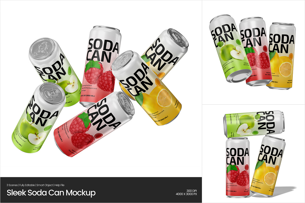 Sleek Soda Can Mockup, a Packaging Mockup by Permadi Creative (Photo 1 of 5)