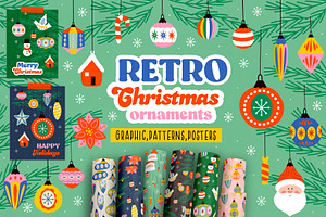 Retro Christmas ornaments, a Decorative Illustration by NataKa