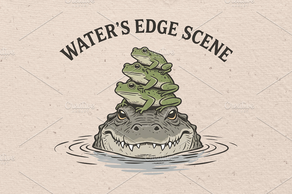 Water's edge scene illustration, an Animal Illustration by Vectorlina (Photo 1 of 4)