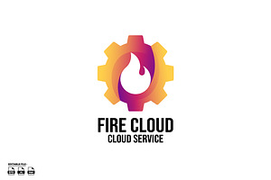 Fire with gear gradient logo, a Branding & Logo Template by LOGTURNAL