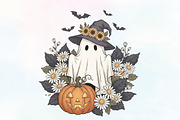 Ghost Witch Pumpkin Fall PNG, an Illustration by CraftArtStudio (Thumbnail 1 of 4)