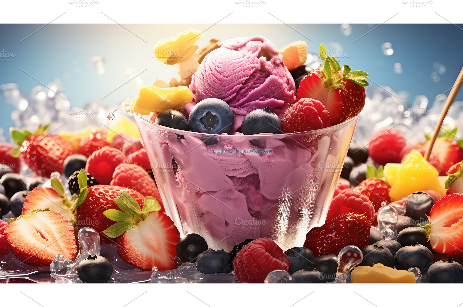 raspberry fruit ice cream ai, a Background Photo by pikepicture