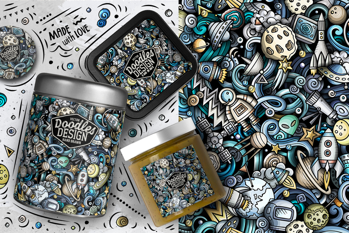 Space Doodle Seamless Patterns, a Pattern Graphic by BALABOLKA (Photo 6 of 8)
