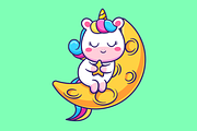 Cute Unicorn Sleeping On Moon, an Animal Illustration by Catalyst Labs (Thumbnail 3 of 3)
