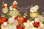 20% OFF! Floral Gold Christmas Pack, an Illustration by Chus Moreno Studio (Thumbnail 1 of 7)