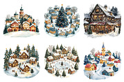 Christmas Village Watercolor Bundle, an Illustration by Daily.Designs (Thumbnail 2 of 5)