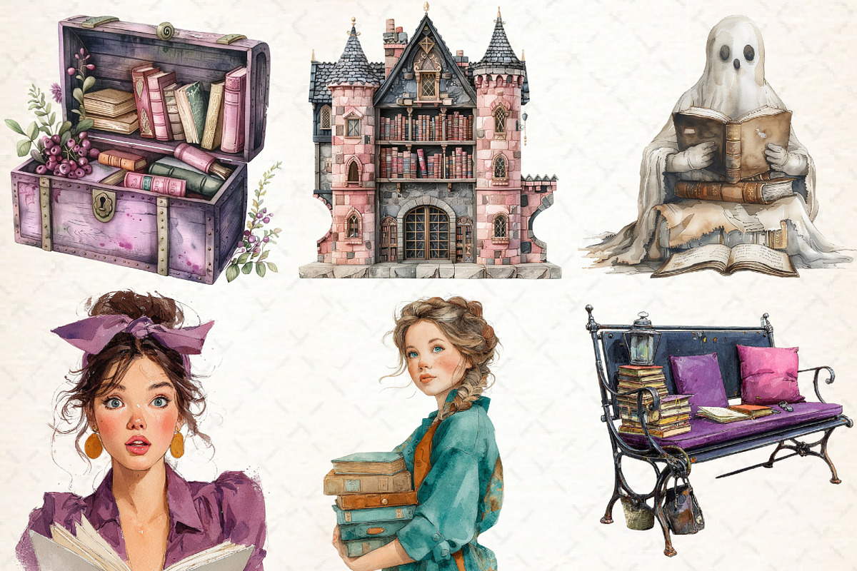 Spooky Halloween Library Clipart, an Illustration by Libby Wishes (Photo 2 of 9)