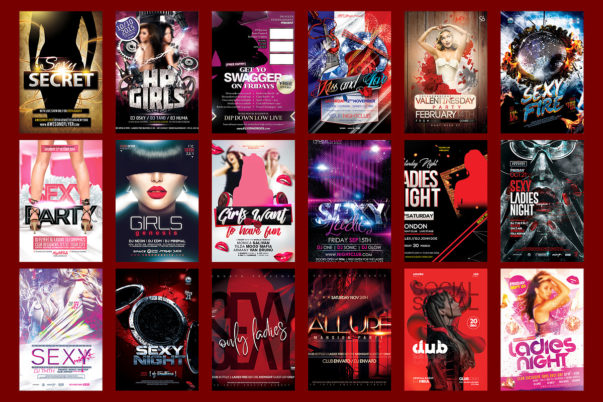 20 Sexy Party Flyer Bundle, a Social Media Template by PopotLane (Photo 2 of 3)